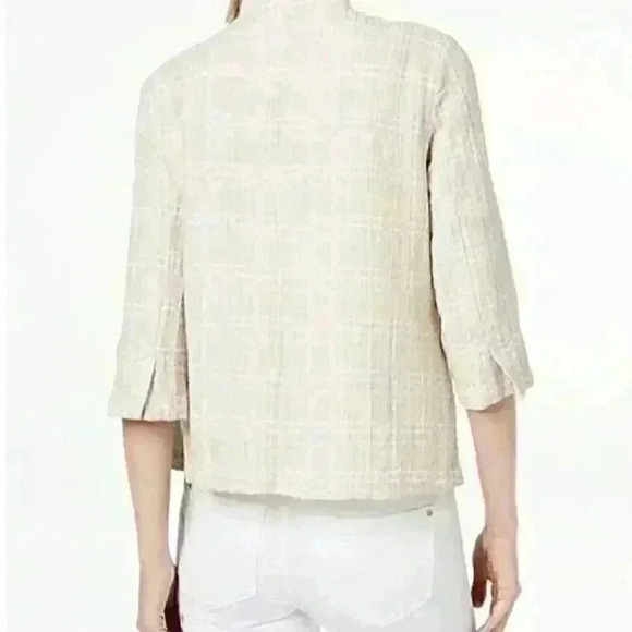 Eileen fisher Neutral organic linen Jacquard Jacket - Picture 2 of 12